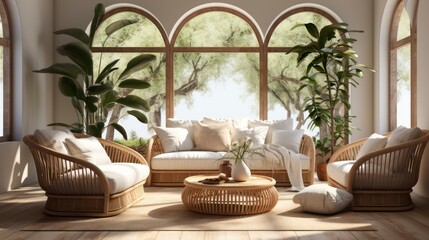 Boho style interior mockup