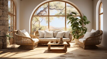 Boho style interior mockup