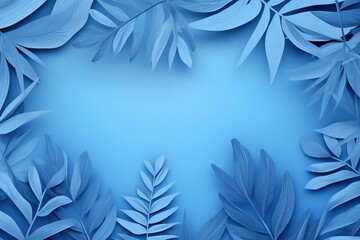 Detailed blue paper leaves artfully arranged with centered soft gradient illumination