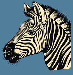 Fototapeta na wymiar Zebra, striped horse, African savannah animal, cartoon vector