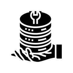 server maintenance database glyph icon vector. server maintenance database sign. isolated symbol illustration