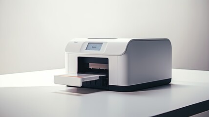 a label printer isolated on a pristine white background in ultra-high definition (UHD) resolution.