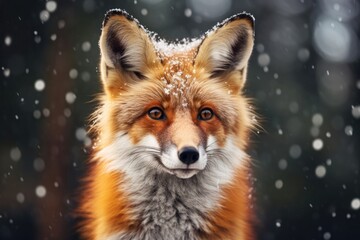 A beautiful fox in the snow. - obrazy, fototapety, plakaty