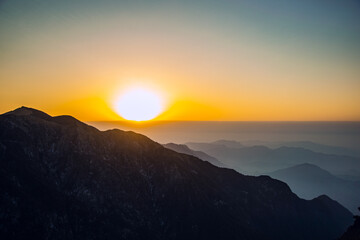 Wugong Mountain, Pingxiang City, Jiangxi Province - sea of clouds and mountain scenery at sunset