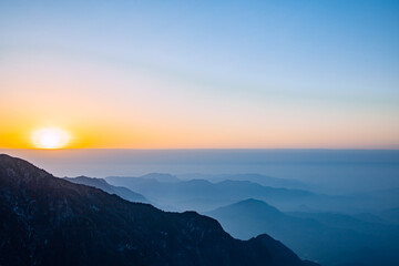 Wugong Mountain, Pingxiang City, Jiangxi Province - sea of clouds and mountain scenery at sunset