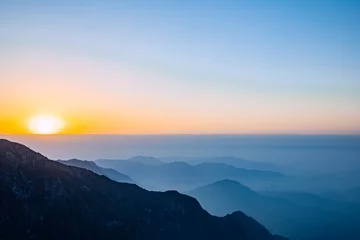Keuken foto achterwand Huangshan Wugong Mountain, Pingxiang City, Jiangxi Province - sea of clouds and mountain scenery at sunset