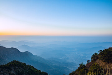 Wugong Mountain, Pingxiang City, Jiangxi Province - sea of clouds and mountain scenery at sunset
