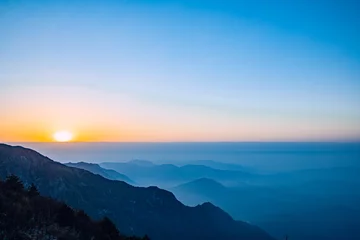 Foto auf Acrylglas Huang Shan Wugong Mountain, Pingxiang City, Jiangxi Province - sea of clouds and mountain scenery at sunset