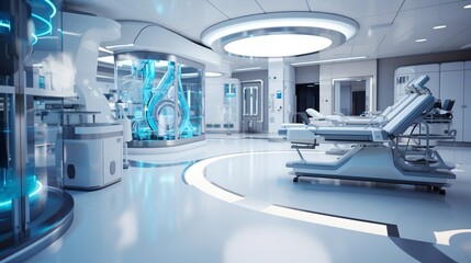 A state-of-the-art medical research facility with advanced equipment and a sterile environment.