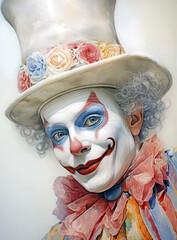 Vintage Portrait Of A Circus Clown