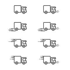 Fototapeta na wymiar Set of cargo vans in outline vector on a white background.