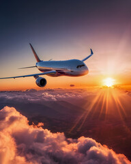 Generic Airliner At Sunset/Sunrise