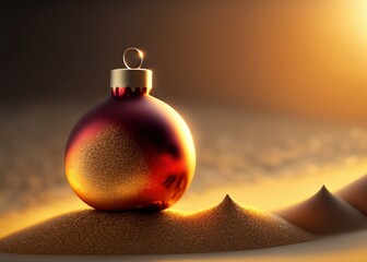 A Christmas ball in the golden sunlight