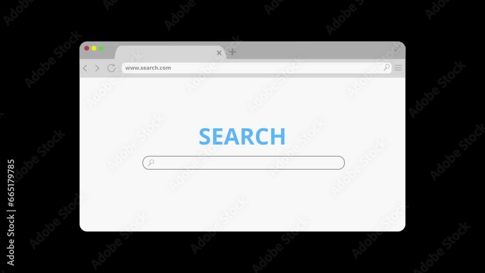 Wall mural white browser window with search bar immediately appearing on screen. black background. search engin