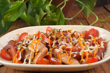 fried chicken with salad bar food healthy tasty snack