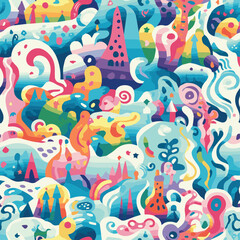 Fototapeta premium llustration Vector Wonderland Seamless Patterns