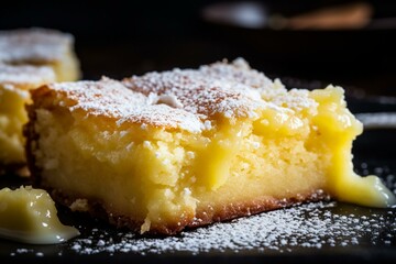Delicious dessert photo. Close-up of gooey butter cake recipe. Generative AI