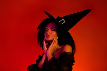 Photo of lady witch alchemist discover powerful elixir for making skin smooth perfect touch apply magic