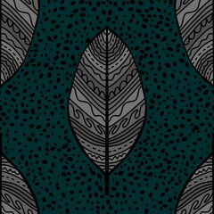 Abstract ethnic floral seamless leaves line art pattern for wrapping paper and fabrics and linens and kids clothes