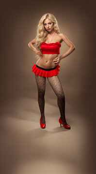 young blonde girl Queen Of The Club, The Night Of A Go-Go Dancer, Tiny Skirts & Tops.