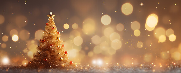 Fototapeta na wymiar Árbol de navidad sobre fondo dorado