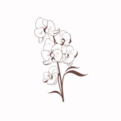 Orchids in cartoon, doodle style. 2d vector illustration in logo, icon style. AI Generative