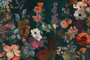 Floral collage design resource. Generative AI