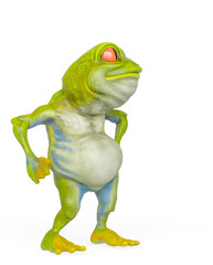 little frog cartoon is looking up