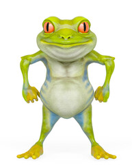 little frog cartoon is ready in super power pose