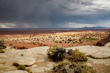 storms clouds across the landscape in New Mexico