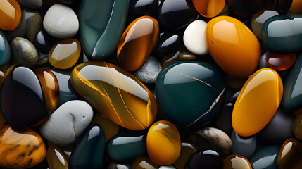 pebble background close up - colorful stones