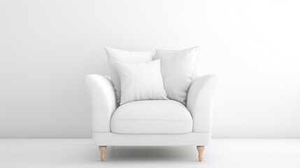 Single vintage armchair isolated white background. AI generated