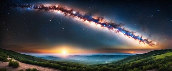 Celestial Symphony: Earth at Dawn with Milky Way Galaxy
