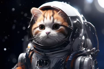 Foto op Plexiglas cute cat in an astronaut costume. funny cat conquers space. pet and modern technology. © Svetlana