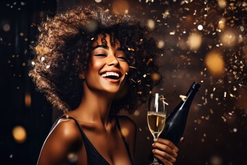 Young happy cheerful young woman enjoyong the party. Clubbing, dancing, new year celebration idea