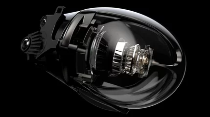 Fotobehang Car headlight led projector bulb lamp isolated dark background. AI generated image © is