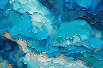  beautiful turquoise beige background painted with oil paints, modern abstraction
