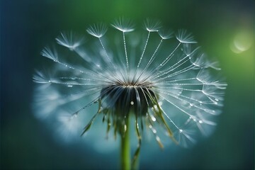 Nature's Whispers: A Close-Up of a Dandelion Seed, Captured in its Delicate Beauty, Adorned with Sparkling Bokeh