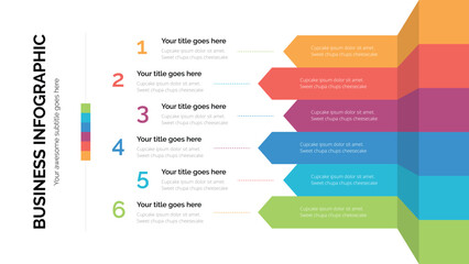 Business list infographic with six list. Suitable For Presentation Template With 16x9 Aspect Ratio