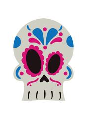 dia de los muertos skull with mariachi hat