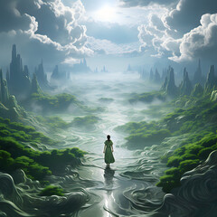 person standing on the rocks