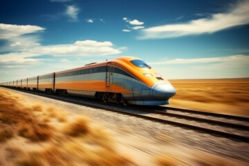 Fast train on a plain backdrop. Generative AI