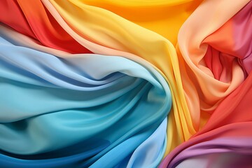 Colorful backdrop with folded silk. Generative AI