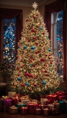 Fototapeta na wymiar Enchanted Christmas Tree: A Festive Spectacle