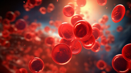 Czerwone krwinki w organizmie człowieka, kardiologia - obrazy, fototapety, plakaty