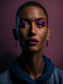 Retrato de mujer negra con expresi&oacute;n poderosa y est&eacute;tica de moda