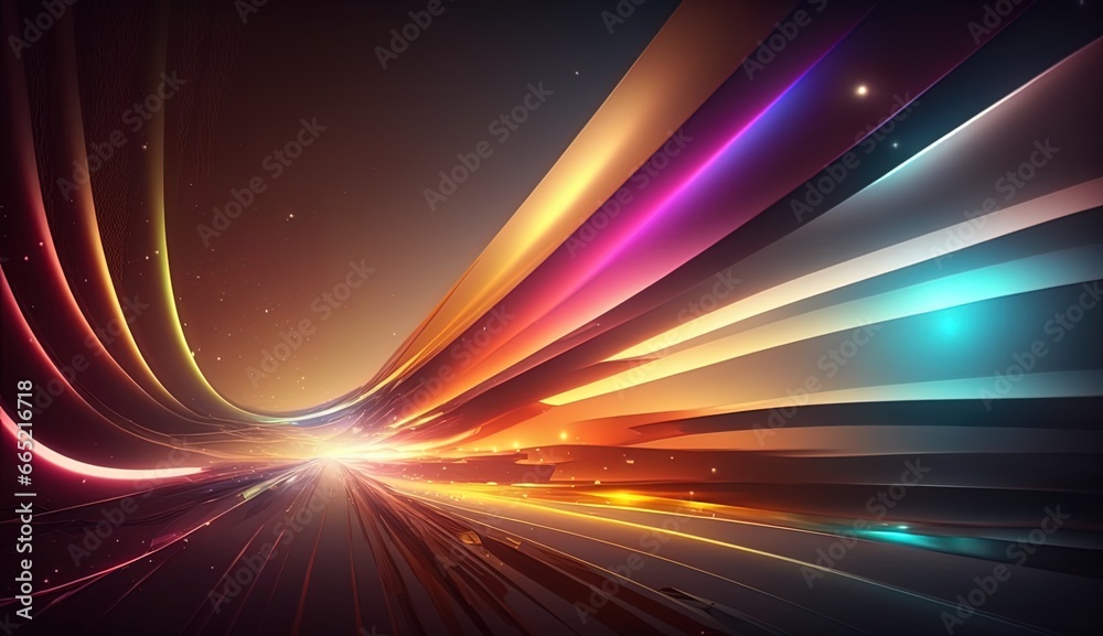 Wall mural abstract light trails colorful background