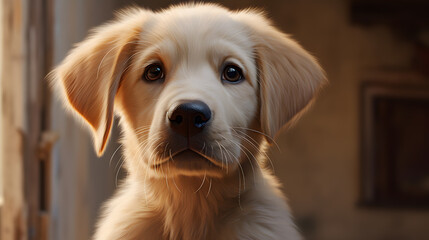 close up of a golden retriever labrador puppy