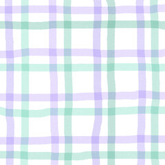 Green Purple Plaid Hand Drawn Background