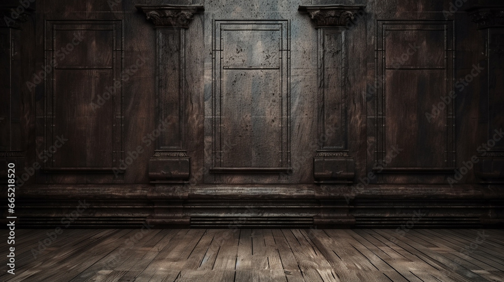 Wall mural grunge background with dark wooden